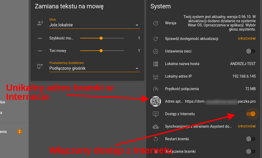Włączenie dostępu z Internetu