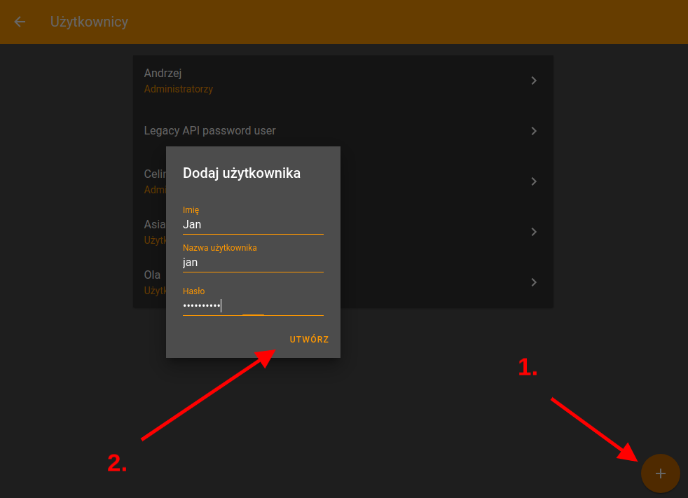 Zapisanie użytkownika