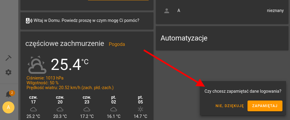 Zapamiętanie danych logowania